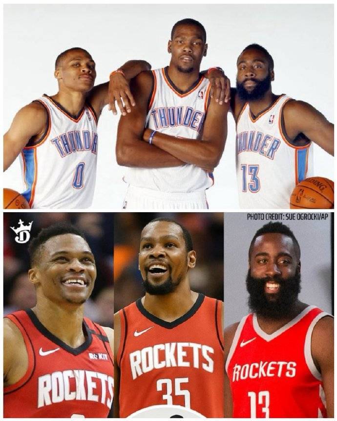 雷霆三少跨时空重聚于休城 杜兰特再次联手亚当斯